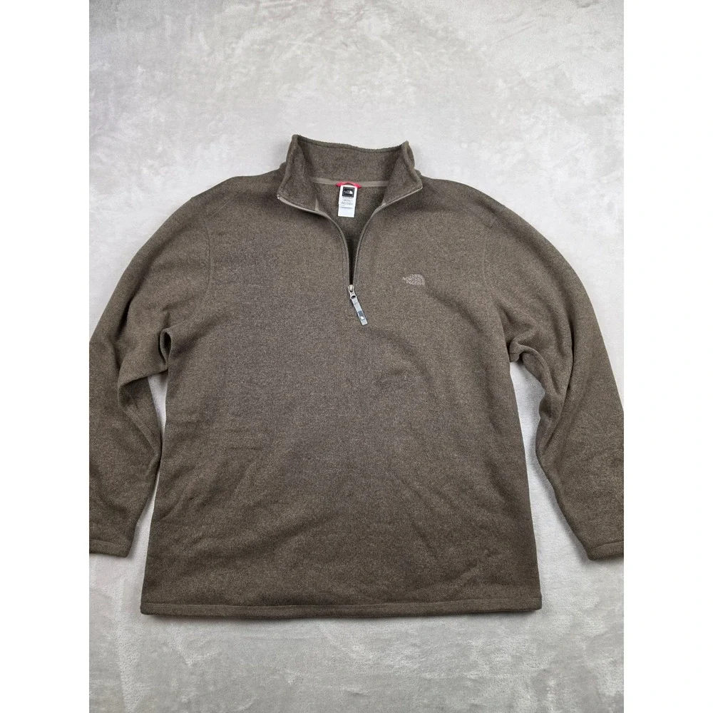 The North Face Quarter Zip Sweater Mens XXL Brown Fleece Pullover Outdoor Hiking